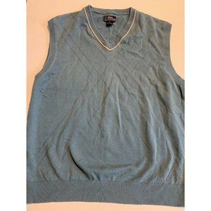 PGA Tour Mens Golf Sweater Vest Blue Black Argyle V Neck 100% Cotton XL